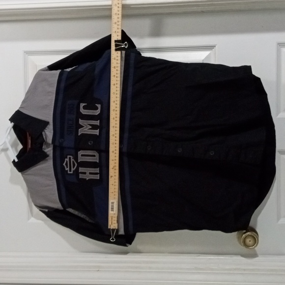 Harley-Davidson Black Short Sleeve Button Down Shop Shirt  Men’s Large - Picture 5 of 6